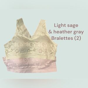NWT 2 LACE BRALETTES ONE IS LIGHT SAGE & THE OTHER HEATHER GRAY